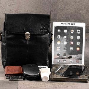 MATADOR JAKARTA Leder Schultertasche Tablettasche Unitasche Schwarz