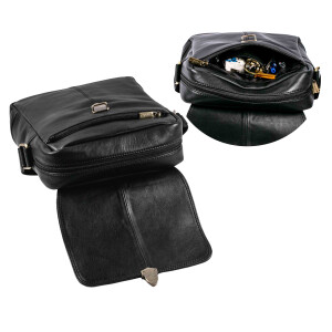 MATADOR Leder Schultertasche Tablettasche Unitasche Nappa Schwarz