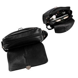 MATADOR Leder Schultertasche Tablettasche Unitasche Nappa Schwarz