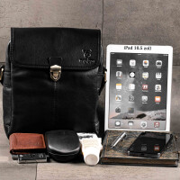 MATADOR Leder Schultertasche Tablettasche Unitasche Nappa Schwarz