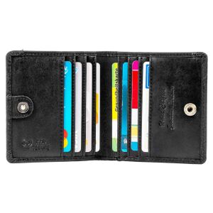 MATADOR WIEN Geldbörse Klein Mini Leder RFID TüV Brieftasche Karo Schwarz