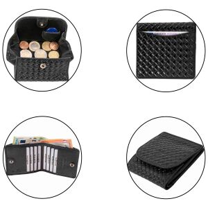 MATADOR WIEN Geldbörse Klein Mini Leder RFID TüV Brieftasche Karo Schwarz