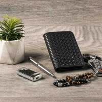 MATADOR PORTO Leder Kreditkartenetui Herren RFID TüV Karo Schwarz