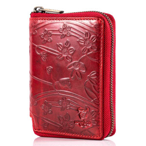 MATADOR Leder Portemonnaie GRANADA Damen Herren RFID Blumen Rot
