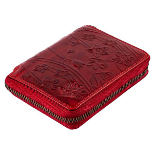 MATADOR Leder Portemonnaie GRANADA Damen Herren RFID Blumen Rot