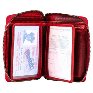 MATADOR Leder Portemonnaie GRANADA Damen Herren RFID Blumen Rot