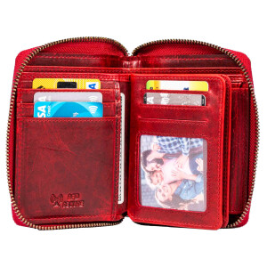 MATADOR Leder Portemonnaie GRANADA Damen Herren RFID Blumen Rot