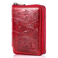 MATADOR Leder Portemonnaie GRANADA Damen Herren RFID Blumen Rot