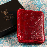 MATADOR Leder Portemonnaie GRANADA Damen Herren RFID Blumen Rot