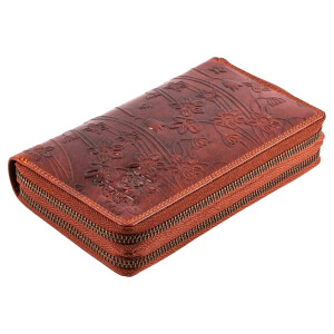 MATADOR MADRID Damen XXL Langbörse Geldbeutel RFID TüV Blumen Braun