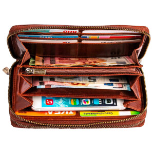 MATADOR MADRID Damen XXL Langbörse Geldbeutel RFID TüV Blumen Braun