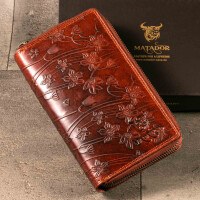 MATADOR MADRID Damen XXL Langbörse Geldbeutel RFID TüV Blumen Braun