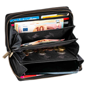 MATADOR MADRID Damen XXL Langbörse Geldbeutel RFID TüV Karo Schwarz