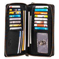 MATADOR MADRID Damen XXL Langbörse Geldbeutel RFID TüV Karo Schwarz