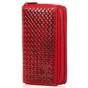 MATADOR MADRID Damen XXL Langbörse Geldbeutel RFID TüV Karo Rot