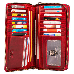 MATADOR MADRID Damen XXL Langbörse Geldbeutel RFID TüV Karo Rot