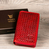 MATADOR MADRID Damen XXL Langbörse Geldbeutel RFID TüV Karo Rot