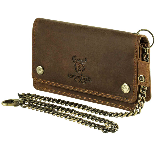 MATADOR Biker Geldbörse DALLAS mit Kette Leder RFID Quer 5 Farben