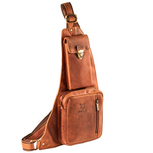 MATADOR Leder Schultertasche Brusttasche mit Handyfach 2 Farben
