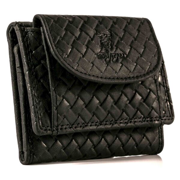 MATADOR GENF Kleine Leder Mini Geldbörse TüV RFID Karo Schwarz