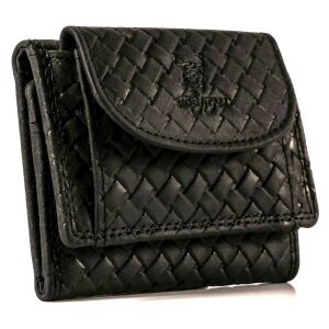 MATADOR GENF Kleine Leder Mini Geldbörse TüV RFID Karo Schwarz