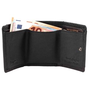MATADOR GENF Kleine Leder Mini Geldbörse TüV RFID Karo Schwarz