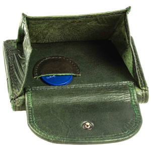 MATADOR GENF Kleine Leder Mini Geldbörse Damen RFID Blumen Grün