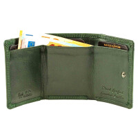 MATADOR GENF Kleine Leder Mini Geldbörse Damen RFID Blumen Grün