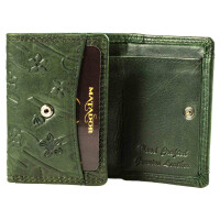 MATADOR GENF Kleine Leder Mini Geldbörse Damen RFID Blumen Grün