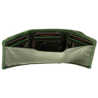 MATADOR GENF Kleine Leder Mini Geldbörse Damen RFID Blumen Grün