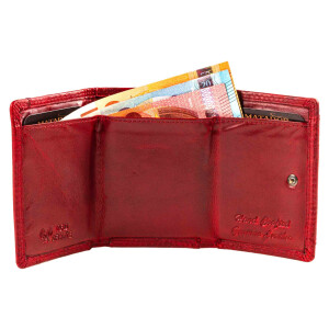 MATADOR GENF Kleine Leder Mini Geldbörse Damen RFID Blumen Rot