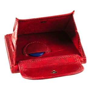 MATADOR GENF Kleine Leder Mini Geldbörse Damen RFID Blumen Rot