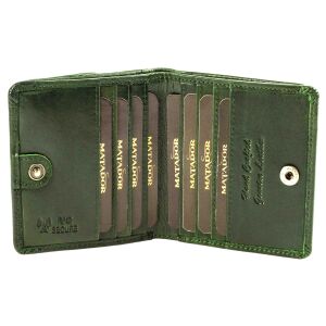 MATADOR WIEN Geldbörse Klein Mini Leder RFID TüV Brieftasche Blumen Grün