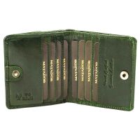 MATADOR WIEN Geldbörse Klein Mini Leder RFID TüV Brieftasche Blumen Grün