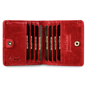 MATADOR Geldbörse Klein Mini Leder RFID TüV Brieftasche Blumen Rot