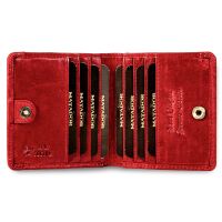 MATADOR WIEN Geldbörse Klein Mini Leder RFID TüV Brieftasche Blumen Rot