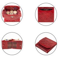 MATADOR WIEN Geldbörse Klein Mini Leder RFID TüV Brieftasche Blumen Rot