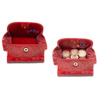 MATADOR WIEN Geldbörse Klein Mini Leder RFID TüV Brieftasche Blumen Rot