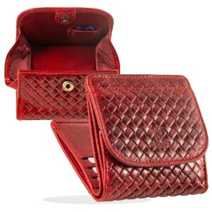 MATADOR WIEN Geldbörse Klein Mini Leder RFID TüV Portemonnaie Karo Rot