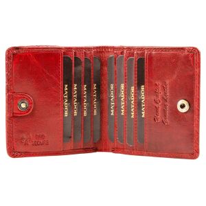 MATADOR WIEN Geldbörse Klein Mini Leder RFID TüV Portemonnaie Karo Rot