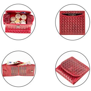 MATADOR WIEN Geldbörse Klein Mini Leder RFID TüV Portemonnaie Karo Rot