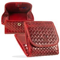 MATADOR WIEN Geldbörse Klein Mini Leder RFID TüV Portemonnaie Karo Rot