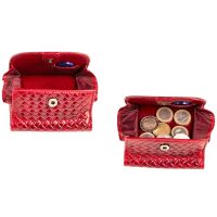 MATADOR WIEN Geldbörse Klein Mini Leder RFID TüV Portemonnaie Karo Rot