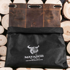 MATADOR Leder Turnbeutel Turntasche Sportbeutel Hunter Braun