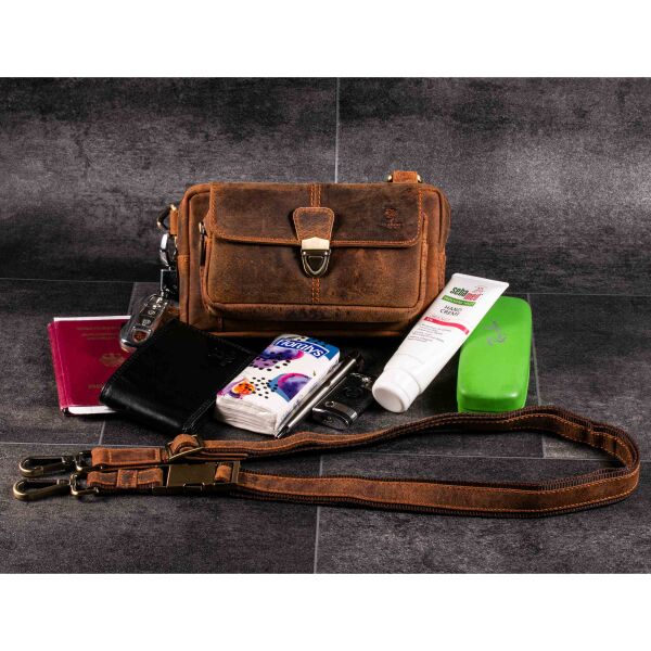 Sac Matador Le Caire 3-en-1 Cuir Véritable - Bandoulière, Banane, Pochette Poitrine Marron