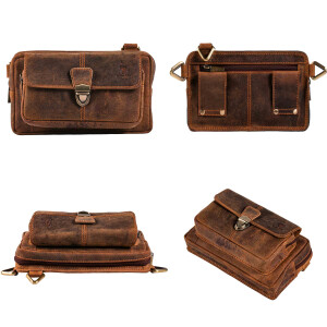 MATADOR Leder Handy Bauchtasche KAIRO 3 in 1 Hunter Braun