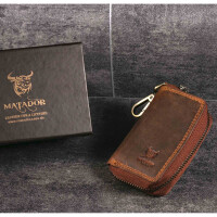 MATADOR BARI Leder Schlüsselmäppchen Auto Motorrad Hunter Braun