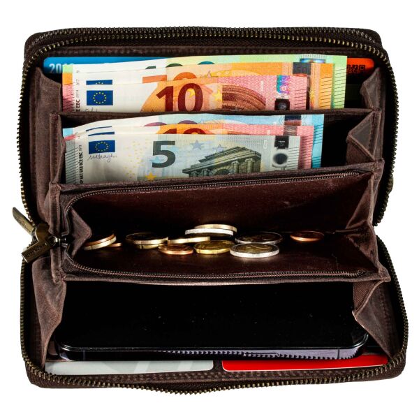 Portemonnaie Damen MATADOR Leder RFID Geldbörse Herren Geldbeutel Mit Geldklammer Braun Herren GeldbÃ¶rse