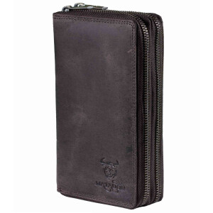MATADOR MADRID Geldbörse Damen XXL Groß Leder TüV RFID Dunkel-Braun