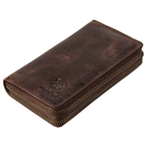 MATADOR MADRID Geldbörse Damen XXL Groß Leder TüV RFID Dunkel-Braun